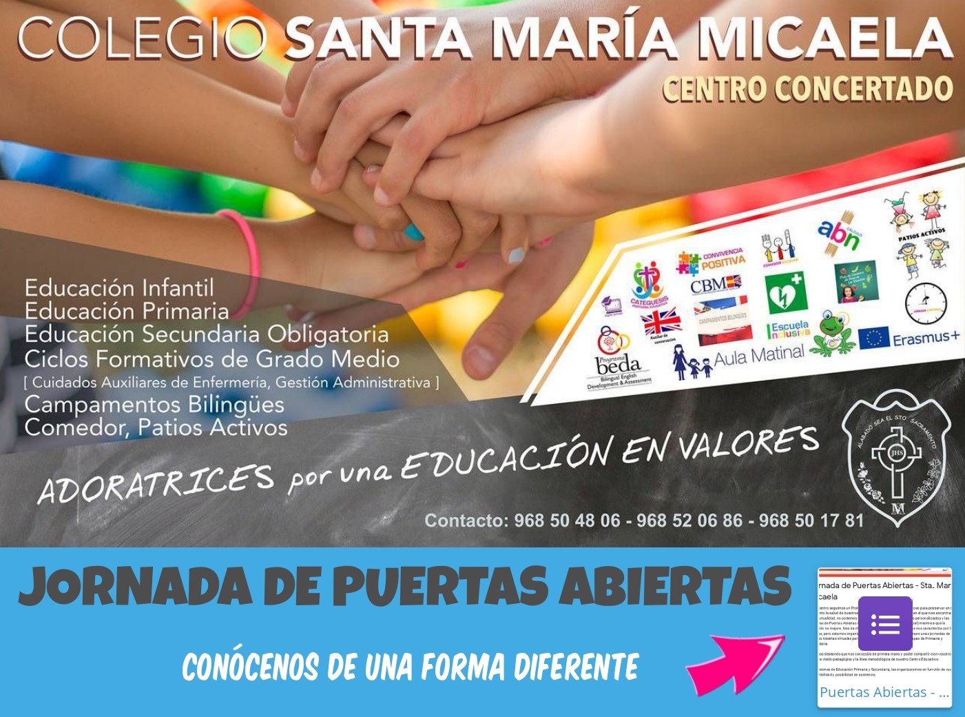 Puertas abiertas Sta Mara Micaela RRAdoratrices